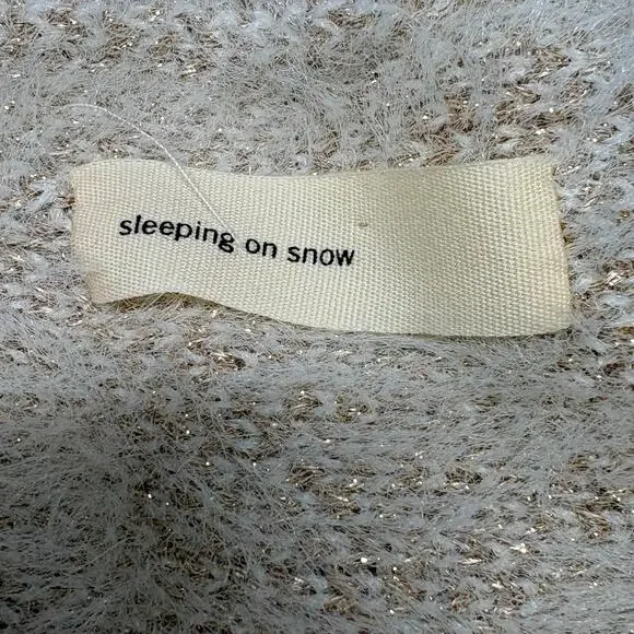 Anthropologie Sleeping on Snow Metallic Poncho Turtleneck Sweater Cream Gold O/S - Picture 6 of 6